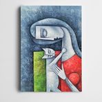 Dekolata DK002229 Kedi Ve Kadın Dekoratif 50x70 cm Kanvas Tablo
