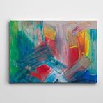 Dekolata Duru Mavi Yeşil Renkler Soyut Kanvas Tablo 35 x 50 CM