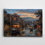 Dekolata Evler Işıklı Tren 50x70 cm Kanvas Tablo