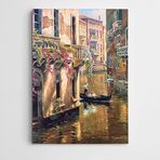 Dekolata Göl Çiçekler Ve İnsanlar 85x120 cm Kanvas Tablo
