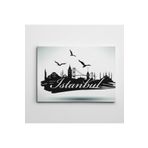 Dekolata İstanbul Silüeti Siyah Beyaz 40x60 cm Kanvas Tablo