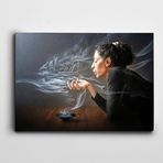 Dekolata Kadın Duman Gemi 100x140 cm Kanvas Tablo