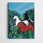 Dekolata Kahve Beyaz Siyah Atlar Kanvas Tablo 60 x 85 CM
