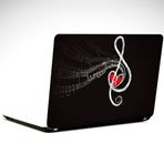 Dekolata Kalp ve Nota 34x24 cm Laptop Sticker