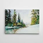 Dekolata Kar Dere ve Yeşil Mini 25x35 cm Kanvas Tablo
