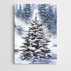 Dekolata Karlı Çam Ağacı 20x30 cm Kanvas Tablo