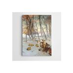 Dekolata Karlı Yol Koyunlar Ve Ağaçlar 35x50 cm Kanvas Tablo