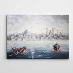 Dekolata Kayıklar ve İstanbul Silueti 85x120 cm Kanvas Tablo