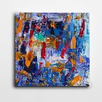 Dekolata Kırmızı Sarı Mavi Renkler Soyut Kare Kanvas Tablo 40 x 40 CM