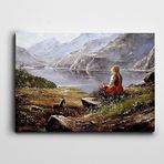 Dekolata Kız Çocuğu Ve Keçiler 140x200 cm Kanvas Tablo
