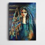 Dekolata Mavi Küpeli Kadın Kanvas Tablo 60 X 85 Cm