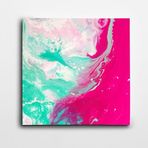 Dekolata Mavi Pembe Geçişler Kare Kanvas Tablo 80 x 80 CM