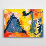 Dekolata Mavi Üçgen Sarı Soyut Kanvas Tablo 40 x 60 CM