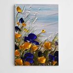 Dekolata Mavi ve Sarı Çiçekler 40x60 cm Kanvas Tablo