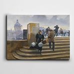 Dekolata Merdivende Kovalı Kadın 35x50 cm Kanvas Tablo