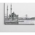 Dekolata Ortaköy Siyah Beyaz 30x40 cm Kanvas Tablo