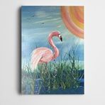 Dekolata Pembe Filamingo Yeşil Otlar Kanvas Tablo 20 x 30 CM