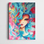 Dekolata Pembe Mavi Kadın Dekoratif Kanvas Tablo 50 x 70 CM
