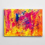 Dekolata Pembe Sarı Mavi Soyut Kanvas Tablo 25 x 35 CM
