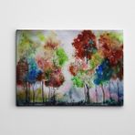 Dekolata Renkli Ağaçlar SuluBoya 35x50 cm Kanvas Tablo