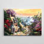 Dekolata Renkli Ağaçlar ve Deniz Feneri 60x85 cm Kanvas Tablo