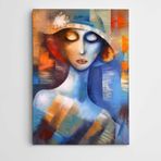 Dekolata Şapkalı Kadın Portesi Modern Sanat 25x35 cm Kanvas Tablo