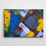 Dekolata Sarı Beyaz Mavi Soyut Kanvas Tablo 40 x 60 CM