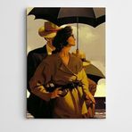 Dekolata Şemsiyeli Sarılan İnsanlar 100x140 cm Kanvas Tablo