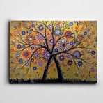 Dekolata Soyut Ağaç Çiçekler 70x100 cm Kanvas Tablo