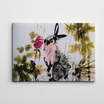 Dekolata Tavşan ve Çiçek Suluboya 140x200 cm Kanvas Tablo