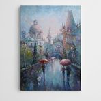 Dekolata Yağmurlu Yol Şemsiyeli İnsanlar 30x40 cm Kanvas Tablo