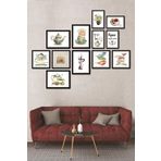 Dekolia 12 Parça Dekoratif Mdf Tablo Seti Çerçeve Görünümlü DEKOLIADKJ056