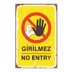 Dekolia Girilmez No Entry Retro Vintage Ahşap Mdf Tablo