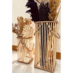 DEKOLOBİ Bambu Vazo 2'li Set / Ahşap Vazo / Çiçeklik / Dekoratif uzun fener mumluk 38-24 cm