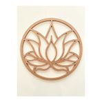 Dekolobi Lotus Çiçeği Desenli Ahşap Kasnak / 6 Mm Ham Mdf Boyanabilir Lotus 50 Cm Kahverengi