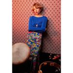 Dekolte Detaylı Crop Bluz Mavi