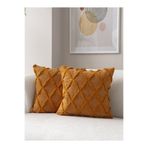 dekomall home & living 2'li Set Geometrik Desen Bohem Punch Dokuma Kırlent Kılıfı Hardal