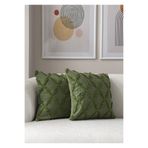 dekomall home & living 2'li Set Geometrik Desen Bohem Punch Dokuma Kırlent Kılıfı Yeşil