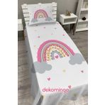 dekomingo PEMBE GÖKKUŞAĞI BULUT BEBEK VE ÇOCUK BAZA PİKE TAKIMI VE YASTIK KILIFI ( TEK KİŞİLİK )