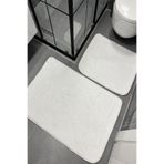 DEKOMOD 2'li Peluş Banyo Paspası Halı Klozet Takımı Beyaz Kaymaz Taban (60x50-60x90)