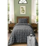 DEKOMOD Bubble Peluş Tek Kişilik Yatak Örtüsü Seti Kılıf Çanta Hediyeli 170x220cm + Yastık Kılıfı ANTRAST