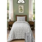 DEKOMOD Bubble Peluş Tek Kişilik Yatak Örtüsü Seti Kılıf Çanta Hediyeli 170x220cm + Yastık Kılıfı GRİ