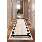 Dekomod Dijital Baskı Dört Mevsim Kaymaz Taban Yıkanabilir Kesme Koridor Mutfak Oda Yolluk Halı - Krem - Vizon - 160 x 340 cm