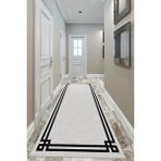 Dekomod Dijital Baskı Dört Mevsim Kaymaz Taban Yıkanabilir Kesme Koridor Mutfak Oda Yolluk Halı - Siyah - Açık Gri - 120 x 190 cm