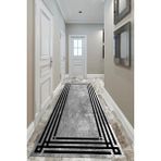 Dekomod Dijital Baskı Dört Mevsim Kaymaz Taban Yıkanabilir Kesme Koridor Mutfak Oda Yolluk Halı - Siyah - Antrasit - 120 x 130 cm