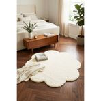 DEKOMOD Peluş KREM Papatya Tüylü Yumuşak Yıkanabilir Kaymaz Taban Halı Yolluk Yatak Odası Banyo Overloksuz