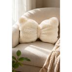 DEKOMOD Peluş Puffy Dekoratif Fiyonk Yastık Kırlent Pofuduk Dolgulu KREM 1 Adet 30x50 cm