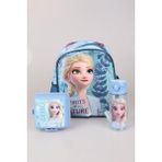 Dekomus Lisanslı Elsa Frozen Tek Bölmeli Küçük Boy 32 cm Anaokul Çantası,beslenme Kabı ve 500 ml Trıtan Matara Okul/kırtasiye Seti - 1 - Mor - Buz