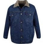 Dekons Erkek Mavi Kürklü Kot Mont 4XL-13XL Uzun Kol Düz Desenli Büyük Beden - 10XL