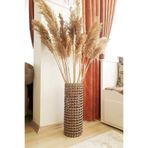 Dekopano Metal Tel Üzerine Hasır Örgü Pampas Kurutulmuş Çiçek Sepeti - Vazo 40 Cm